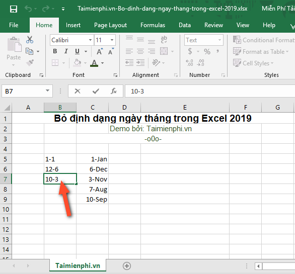 cach bo dinh dang ngay thang trong excel 2019 3 cach bo dinh dang ngay thang trong excel 2019 3