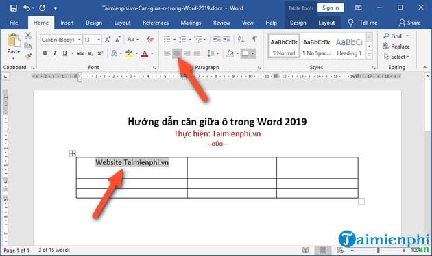 cach can giua o trong word 2019 4 cach can giua o trong word 2019 4