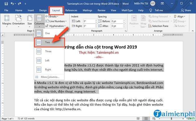 cach chia cot trong word 2019 1 cach chia cot trong word 2019 1