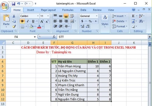 cach chinh kich thuoc do rong cua hang va cot trong excel nhanh 6 cach chinh kich thuoc do rong cua hang va cot trong excel nhanh 6