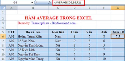 cach dung ham average trong cach dung ham average trong