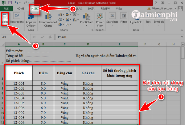 cach tao bang trong excel 1 cach tao bang trong excel 1