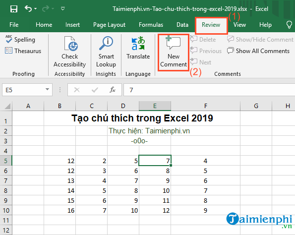 cach tao chu thich trong excel 2019 1 cach tao chu thich trong excel 2019 1