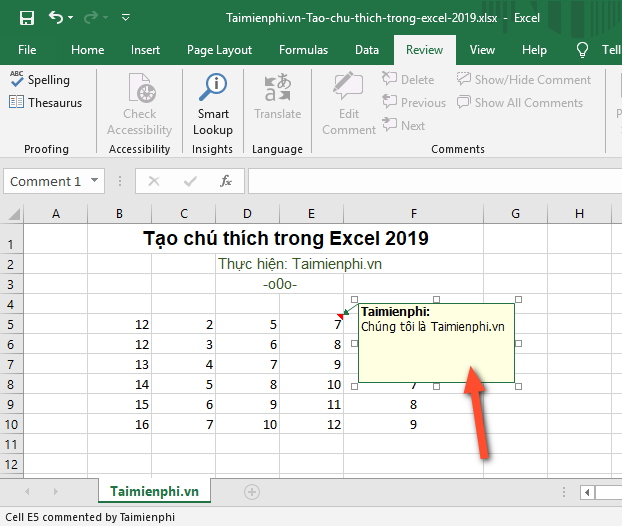 cach tao chu thich trong excel 2019 2 cach tao chu thich trong excel 2019 2