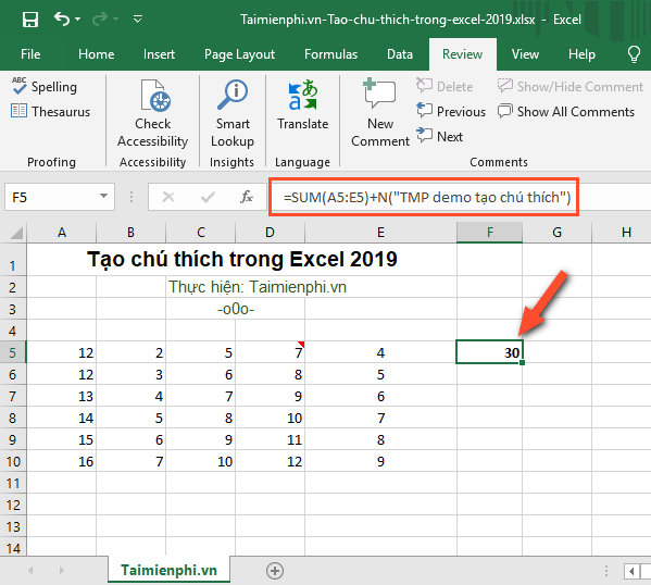 cach tao chu thich trong excel 2019 6 cach tao chu thich trong excel 2019 6