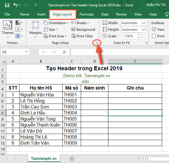 cach tao header trong excel 2019 1 cach tao header trong excel 2019 1