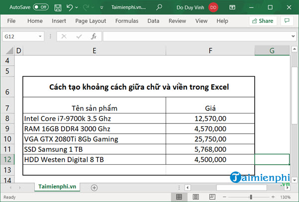 cach tao khoang cach giua chu va vien trong excel 7 cach tao khoang cach giua chu va vien trong excel 7