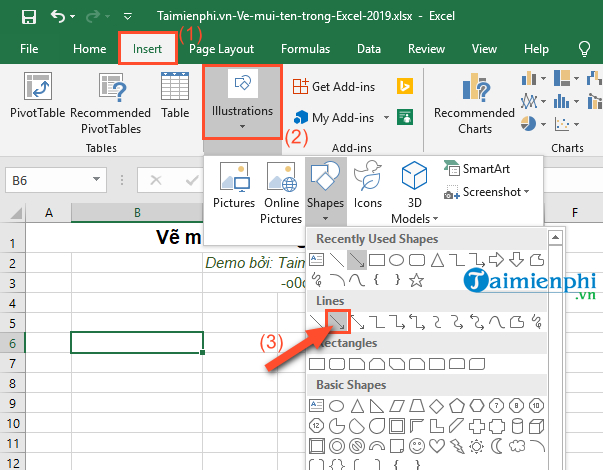 cach ve mui ten trong excel 2019 7 cach ve mui ten trong excel 2019 7