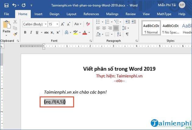 cach viet phan so trong word 2019 2 cach viet phan so trong word 2019 2