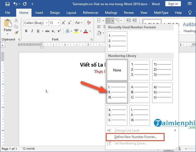cach viet so la ma trong word 2019 2 cach viet so la ma trong word 2019 2