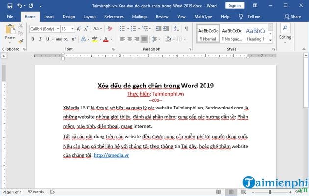 cach xoa dau do gach chan trong word 2019 1 cach xoa dau do gach chan trong word 2019 1