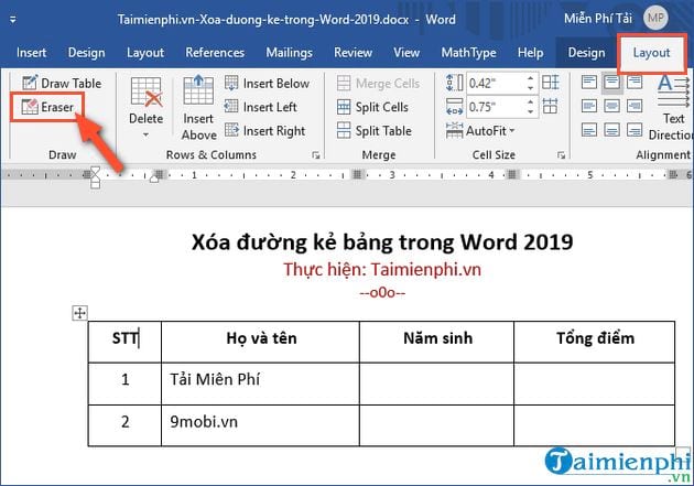 cach xoa duong ke bang trong word 2019 1 cach xoa duong ke bang trong word 2019 1