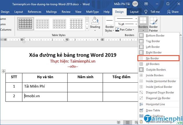 cach xoa duong ke bang trong word 2019 4 cach xoa duong ke bang trong word 2019 4