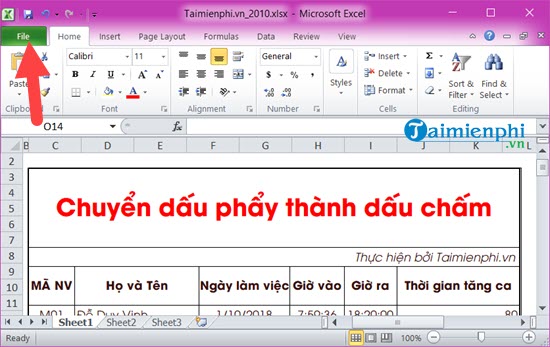 chuyen dau phay thanh dau cham Excel 4 chuyen dau phay thanh dau cham Excel 4