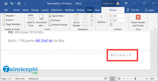 danh so trang trong Word 6 danh so trang trong Word 6