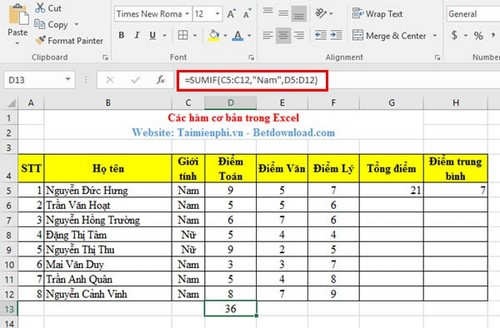 ham excel co ban ham excel co ban