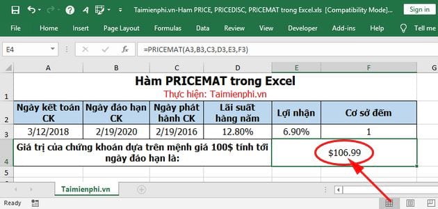 ham price pricedisc pricemat trong excel 10 ham price pricedisc pricemat trong excel 10