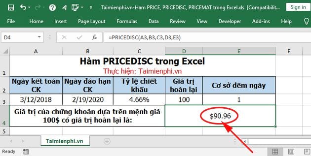 ham price pricedisc pricemat trong excel 6 ham price pricedisc pricemat trong excel 6