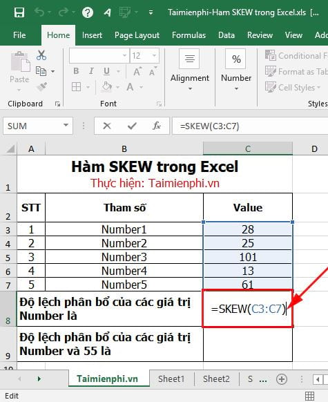 ham skew trong excel 3 ham skew trong excel 3