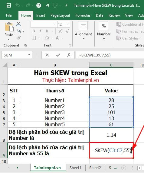 ham skew trong excel 5 ham skew trong excel 5