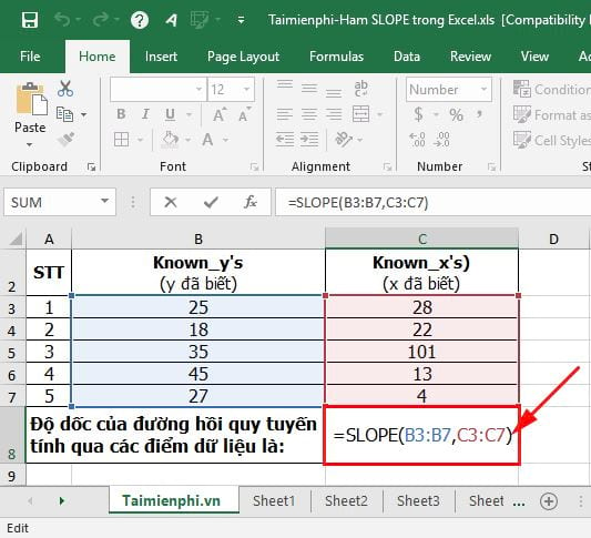 ham slope trong excel 3 ham slope trong excel 3