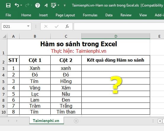 ham so sanh trong excel 1 ham so sanh trong excel 1