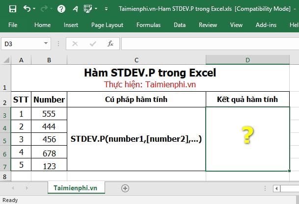 ham stdev p trong excel 2 ham stdev p trong excel 2