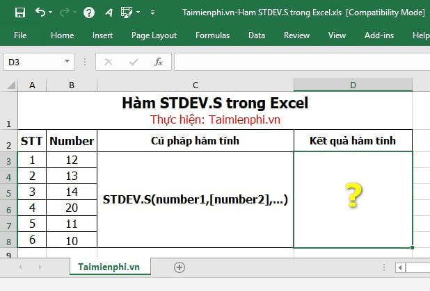 ham stdev s trong excel 2 ham stdev s trong excel 2