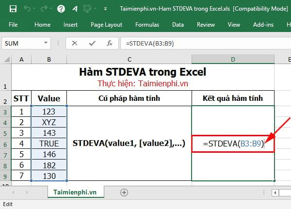 ham stdeva trong excel 3 ham stdeva trong excel 3