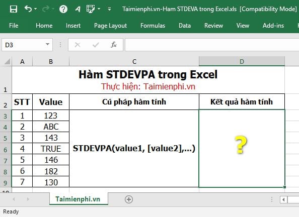 ham stdevpa trong excel 2 ham stdevpa trong excel 2