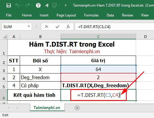 ham t dist rt trong excel 2 ham t dist rt trong excel 2