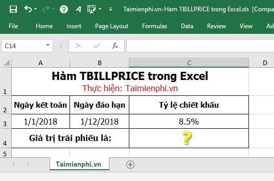 ham tbillprice trong excel 2 ham tbillprice trong excel 2