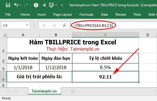 ham tbillprice trong excel 4 ham tbillprice trong excel 4