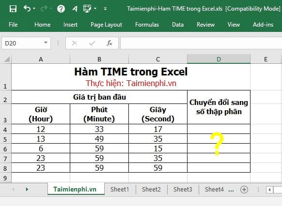 ham time trong excel 1 ham time trong excel 1