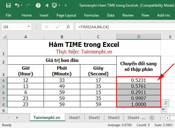 ham time trong excel 4 ham time trong excel 4