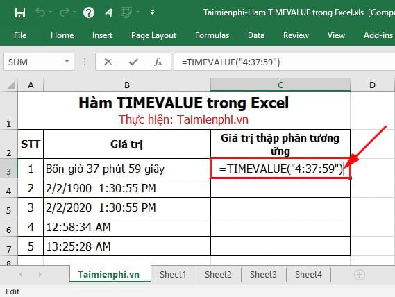 ham timevalue trong excel 2 ham timevalue trong excel 2