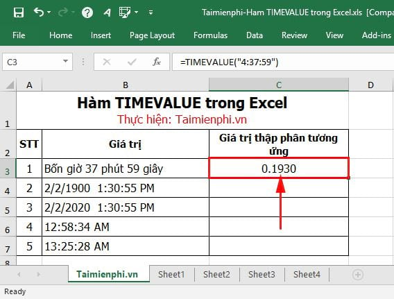 ham timevalue trong excel 3 ham timevalue trong excel 3