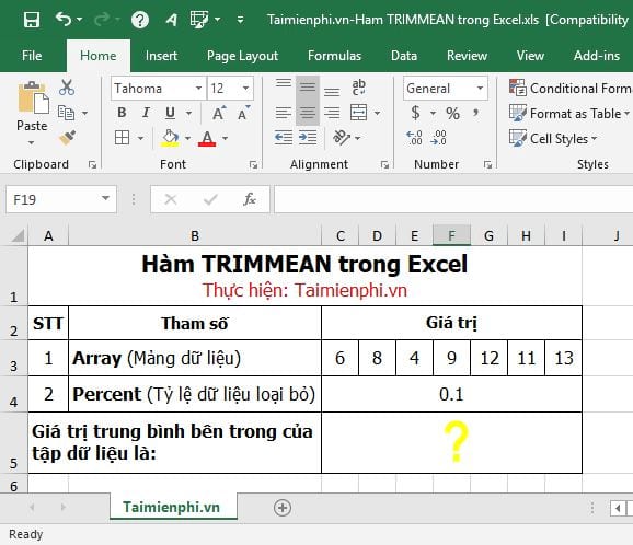 ham trimmean trong excel 1 ham trimmean trong excel 1