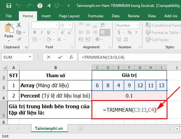 ham trimmean trong excel 2 ham trimmean trong excel 2