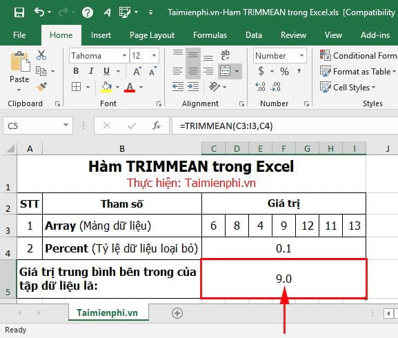 ham trimmean trong excel 3 ham trimmean trong excel 3