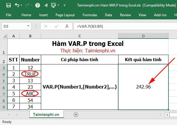 ham var p trong excel 5 ham var p trong excel 5