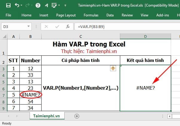 ham var p trong excel 6 ham var p trong excel 6