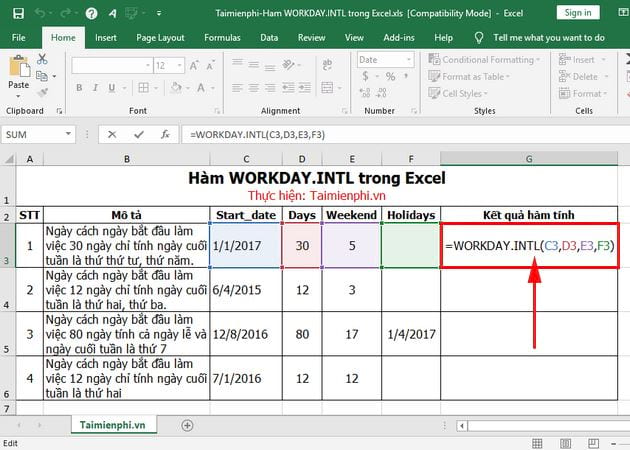 ham workday intl trong excel 2 ham workday intl trong excel 2