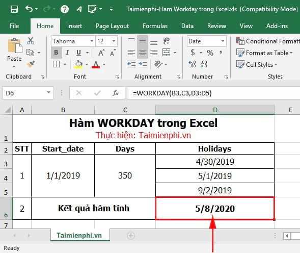 ham workday trong excel 3 ham workday trong excel 3