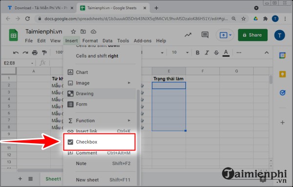 huong dan chen checkbox tren google sheets 2 huong dan chen checkbox tren google sheets 2