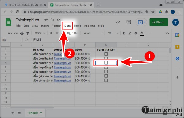 huong dan chen checkbox tren google sheets 4 huong dan chen checkbox tren google sheets 4