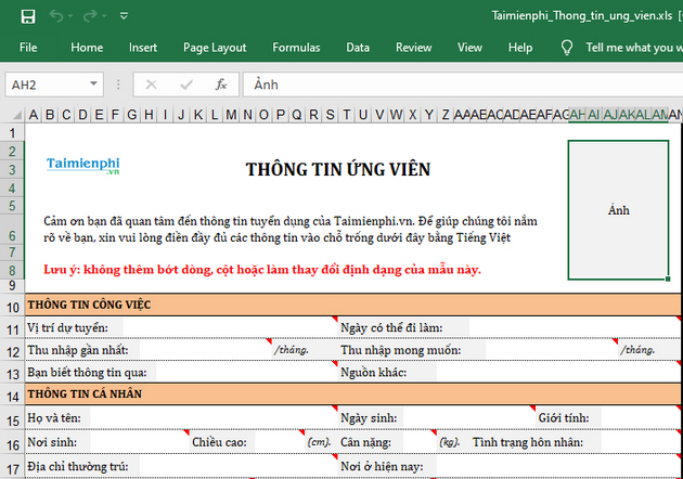 huong dan lam phieu tuyen dung bang excel 1 huong dan lam phieu tuyen dung bang excel 1