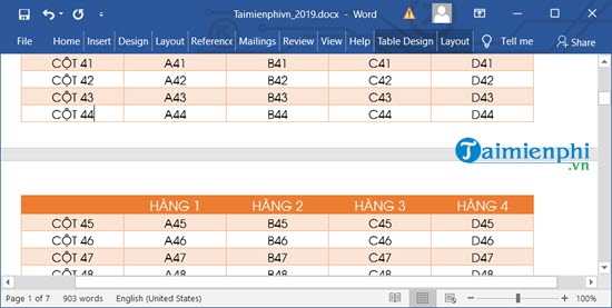 lap lai dong tieu de bang bieu trong Word 4 lap lai dong tieu de bang bieu trong Word 4