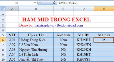 nRR9 su dung ham mid trong nRR9 su dung ham mid trong