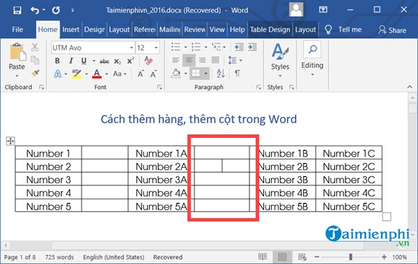 them cot trong Word 5 them cot trong Word 5